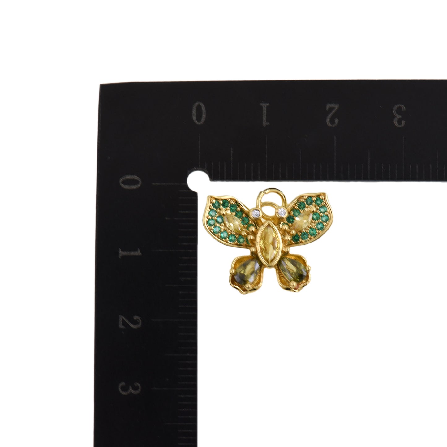 Vibrant Butterfly Pendant with Gems, Nature-Inspired Jewelry for Women 19x14.3mm