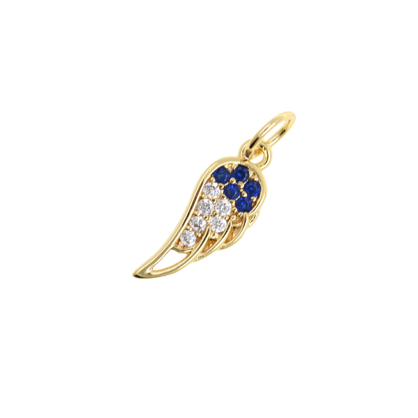 Exquisite Wing Pendant with Sapphire and Diamond Details 5.2x14.3mm