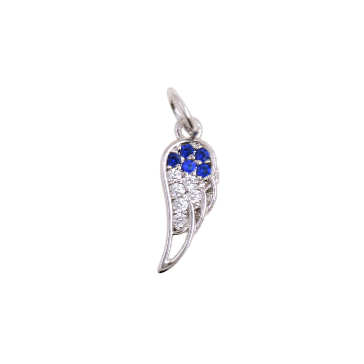 Exquisite Wing Pendant with Sapphire and Diamond Details 5.2x14.3mm