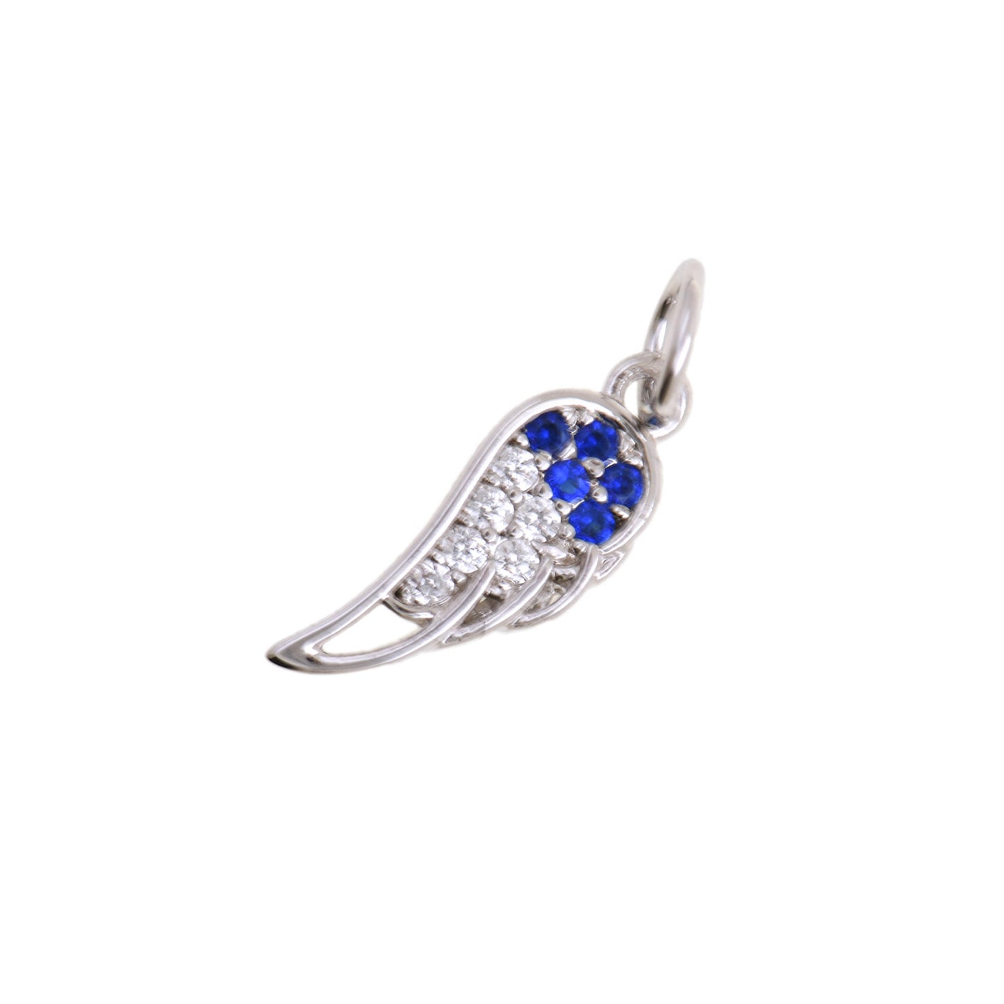 Exquisite Wing Pendant with Sapphire and Diamond Details 5.2x14.3mm