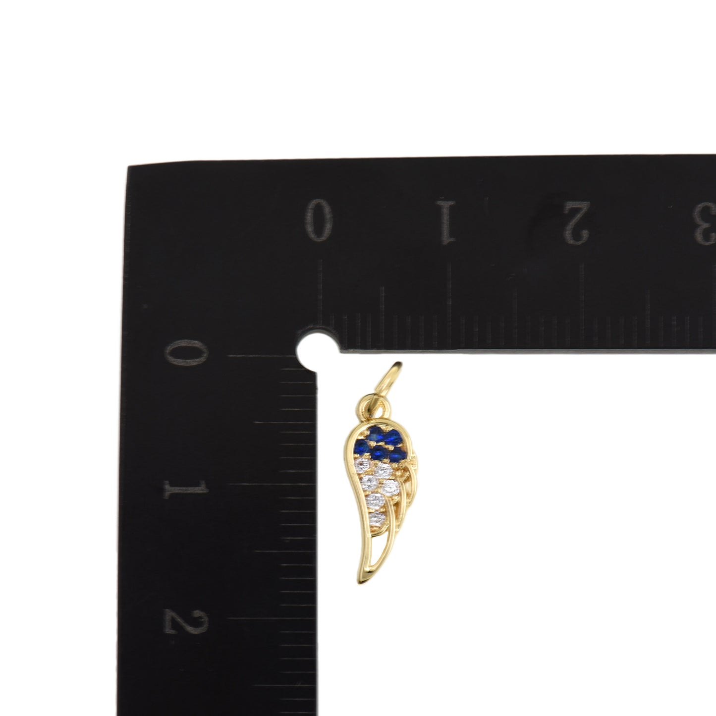 Exquisite Wing Pendant with Sapphire and Diamond Details 5.2x14.3mm