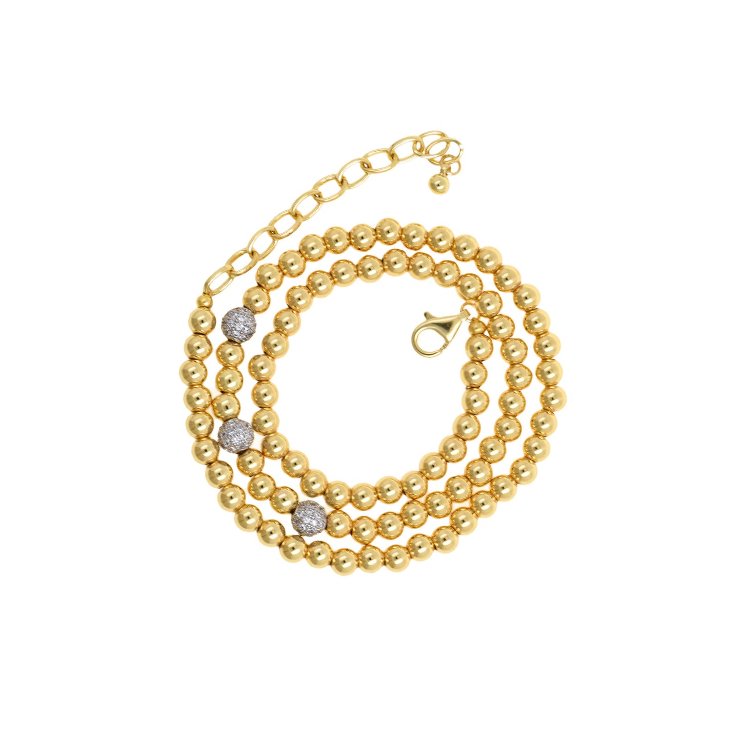 Radiant Gold Layered Bead Necklace 40cm+5cm