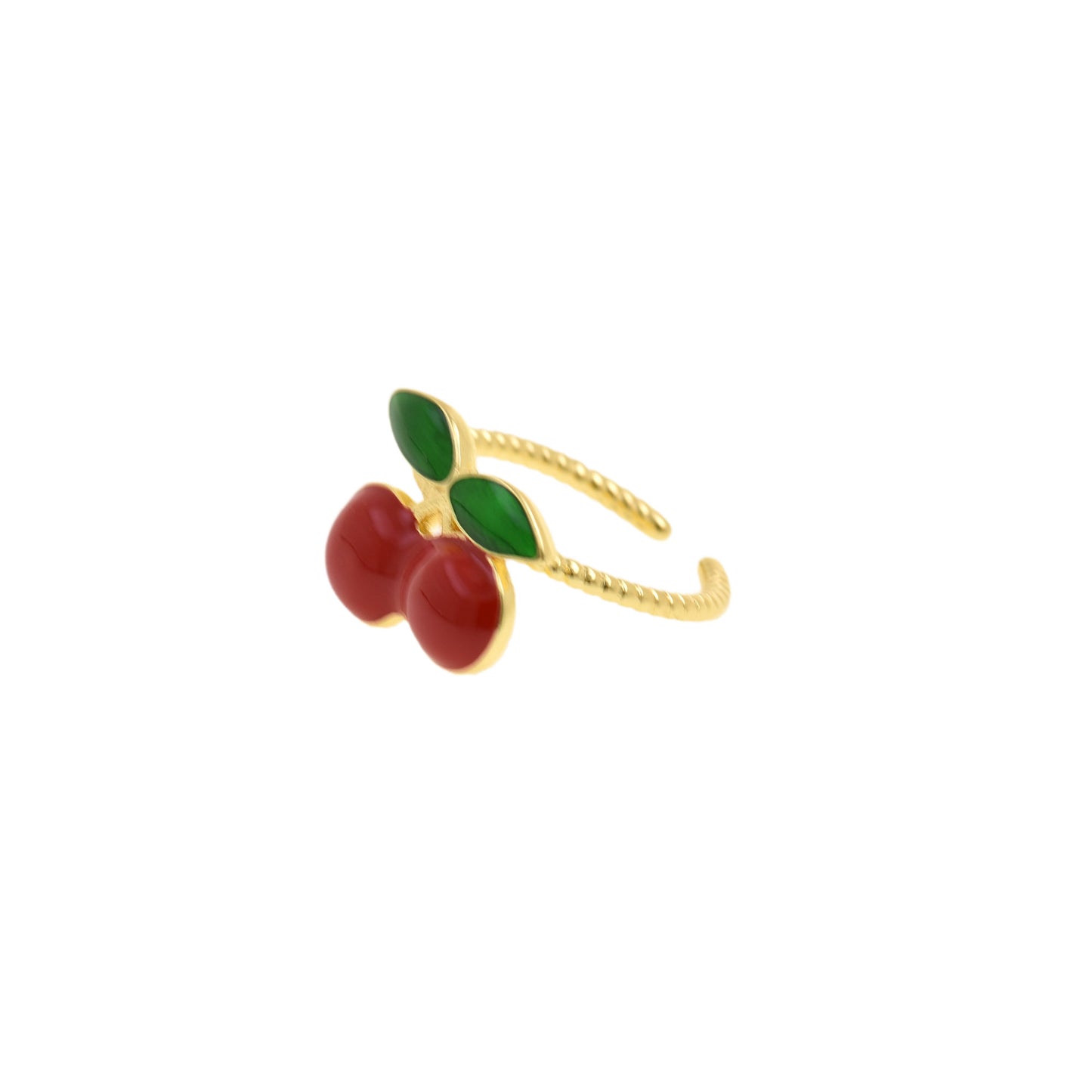 Playful Gold Cherry Ring  18.9x19mm