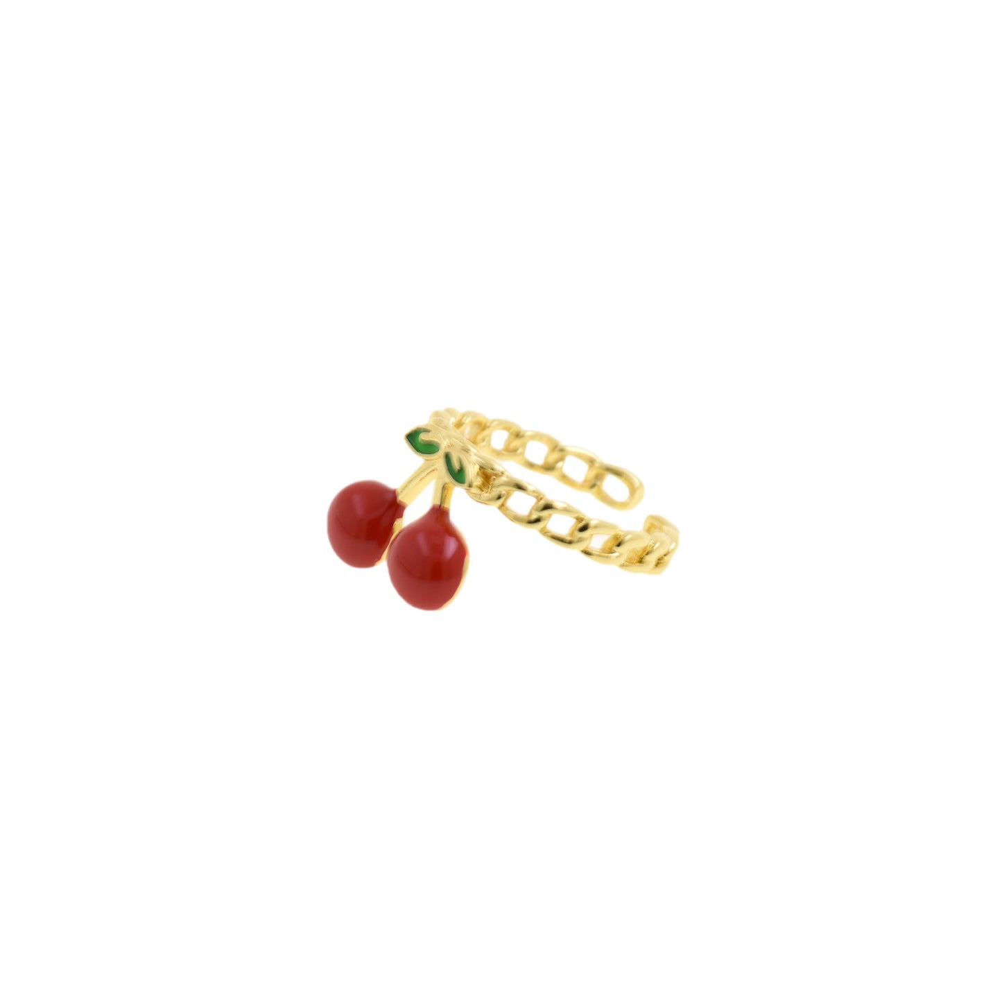 Adorable Gold Ring with Red Cherry 18.9x19mm