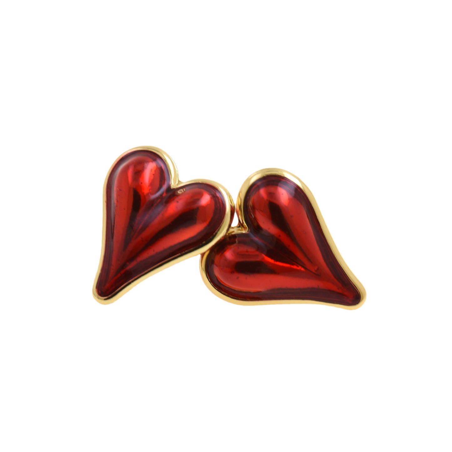 Lovely Gold Heart Stud Earrings 14.8x17.3mm