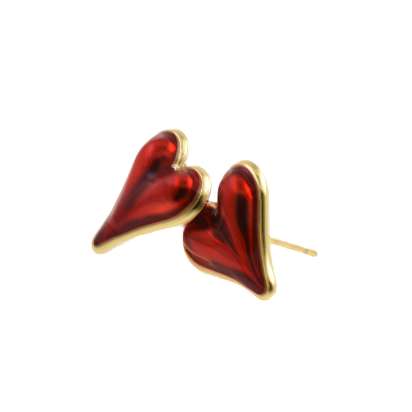 Lovely Gold Heart Stud Earrings 14.8x17.3mm