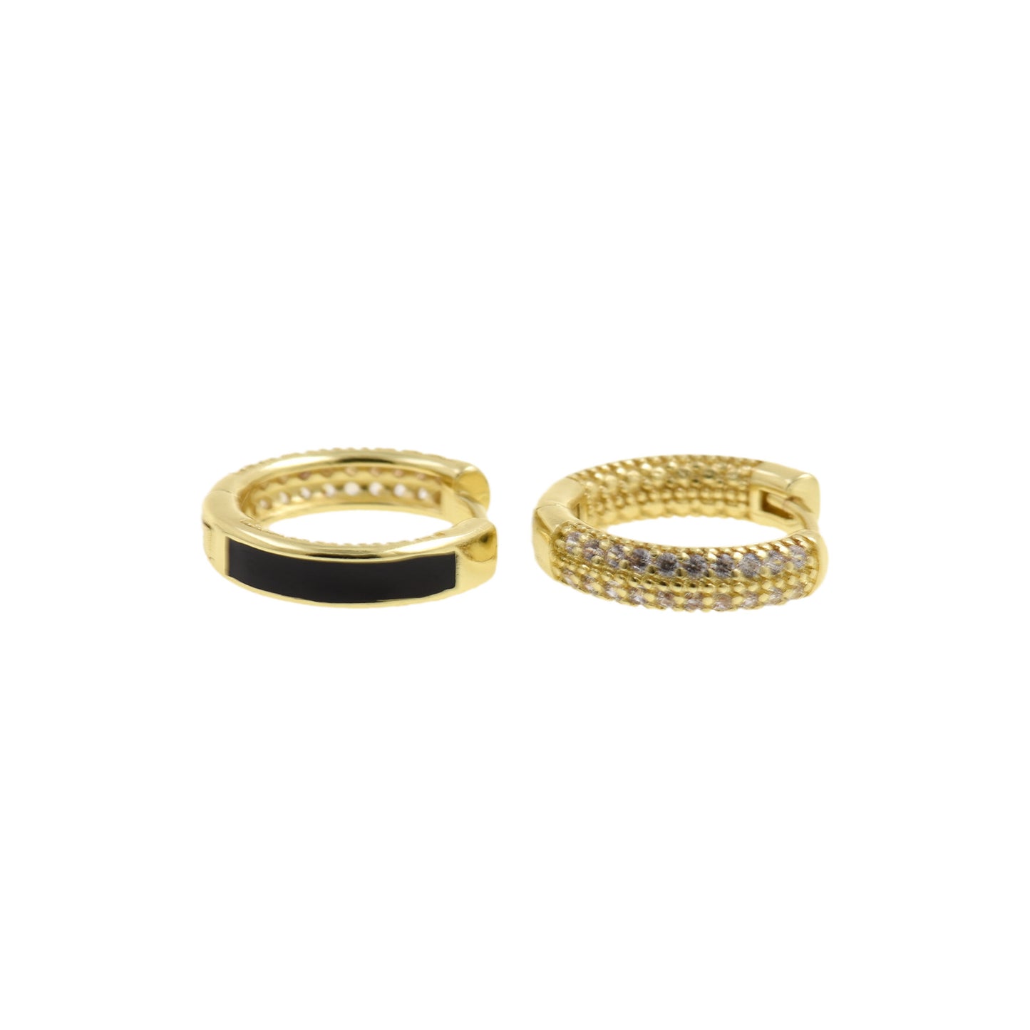 Sleek Gold Hoops Earrings with White Enamel 16.5x15.5mm