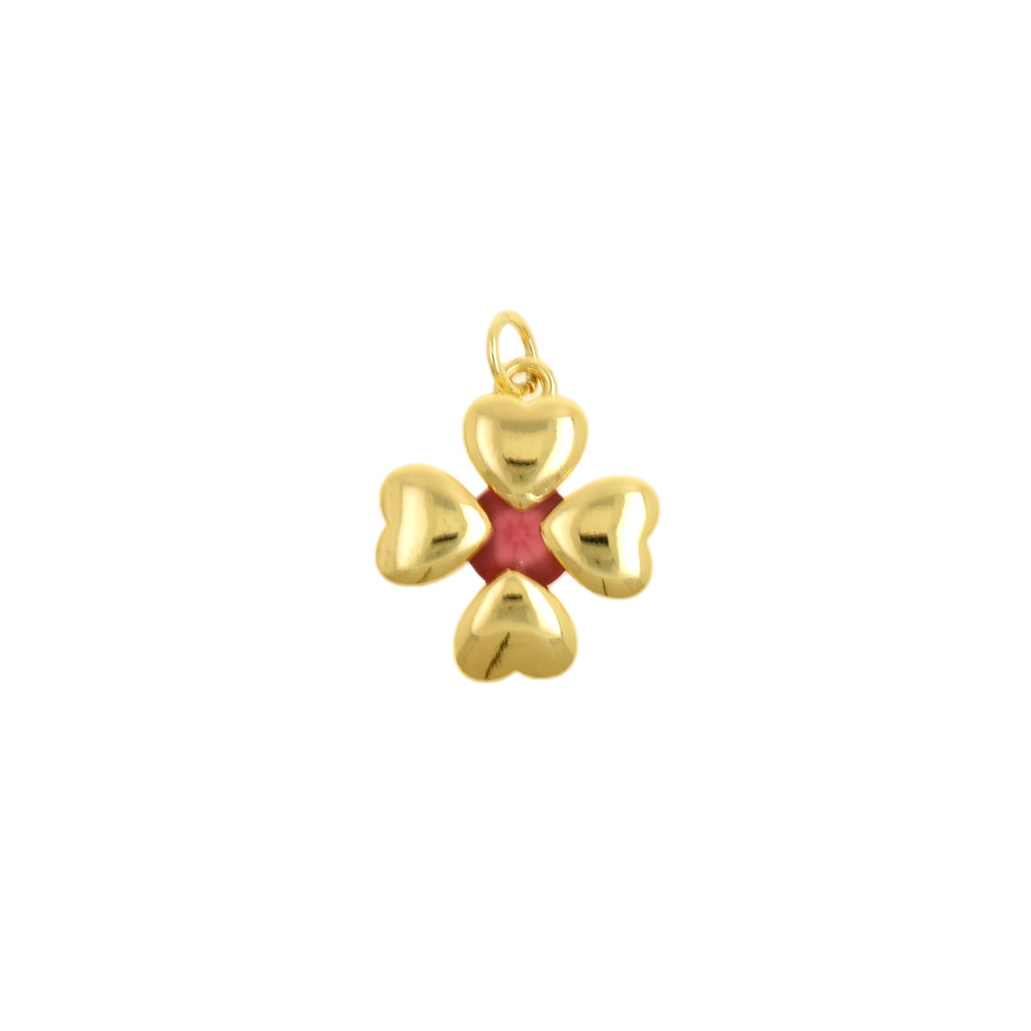Minimalist Gold Clover Charm with Sapphire Center 15.8X18.4mm