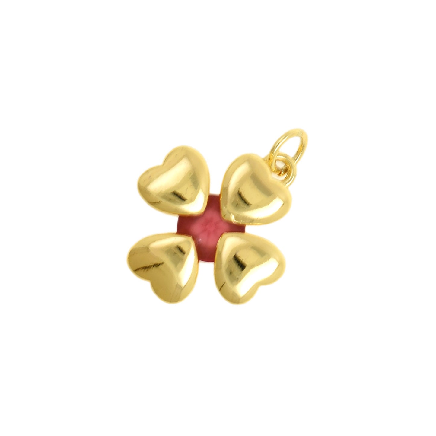 Minimalist Gold Clover Charm with Sapphire Center 15.8X18.4mm