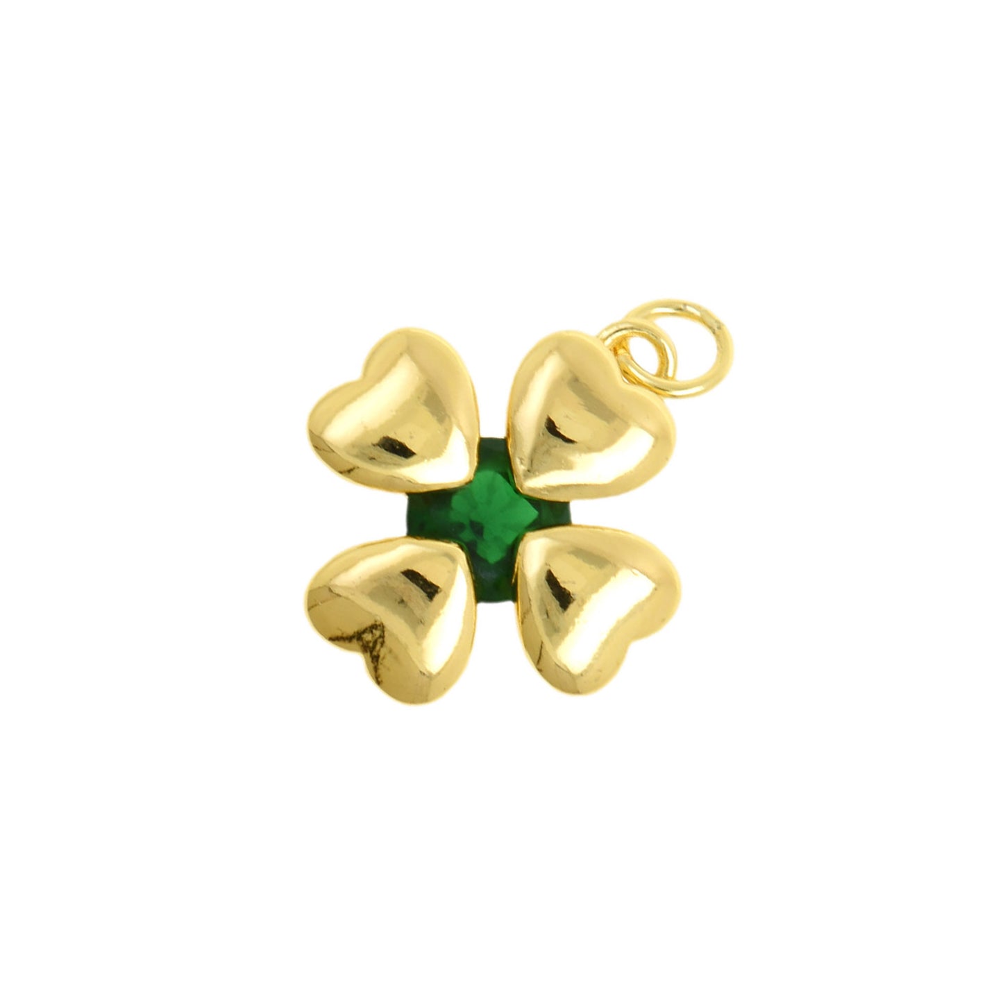 Minimalist Gold Clover Charm with Sapphire Center 15.8X18.4mm