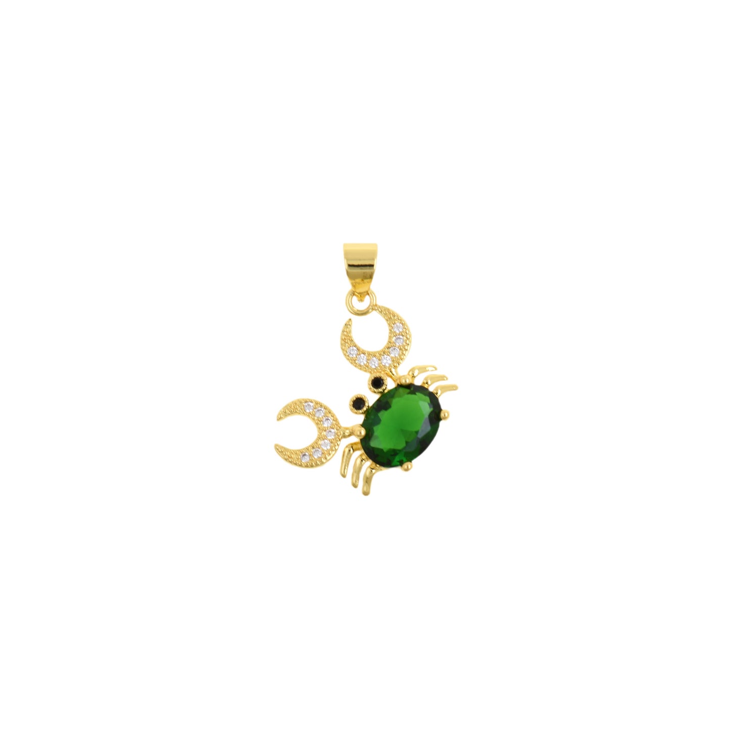 Gold Crab Pendant With Blue Oval Gemstone Body And Crystal Claws 18x15mm