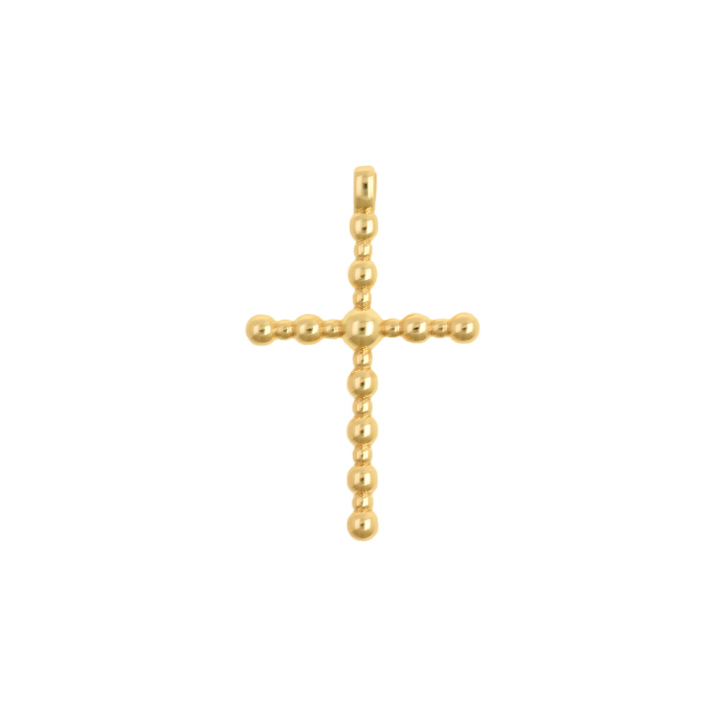Minimalist Gold Beaded Cross Pendant 22.2x35.4mm