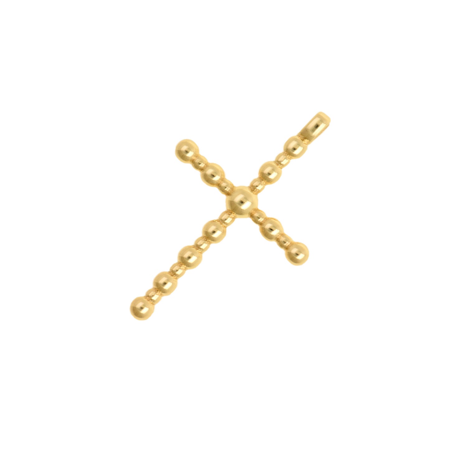 Minimalist Gold Beaded Cross Pendant 22.2x35.4mm