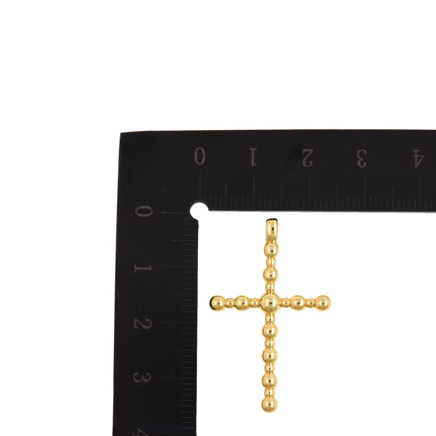Minimalist Gold Beaded Cross Pendant 22.2x35.4mm