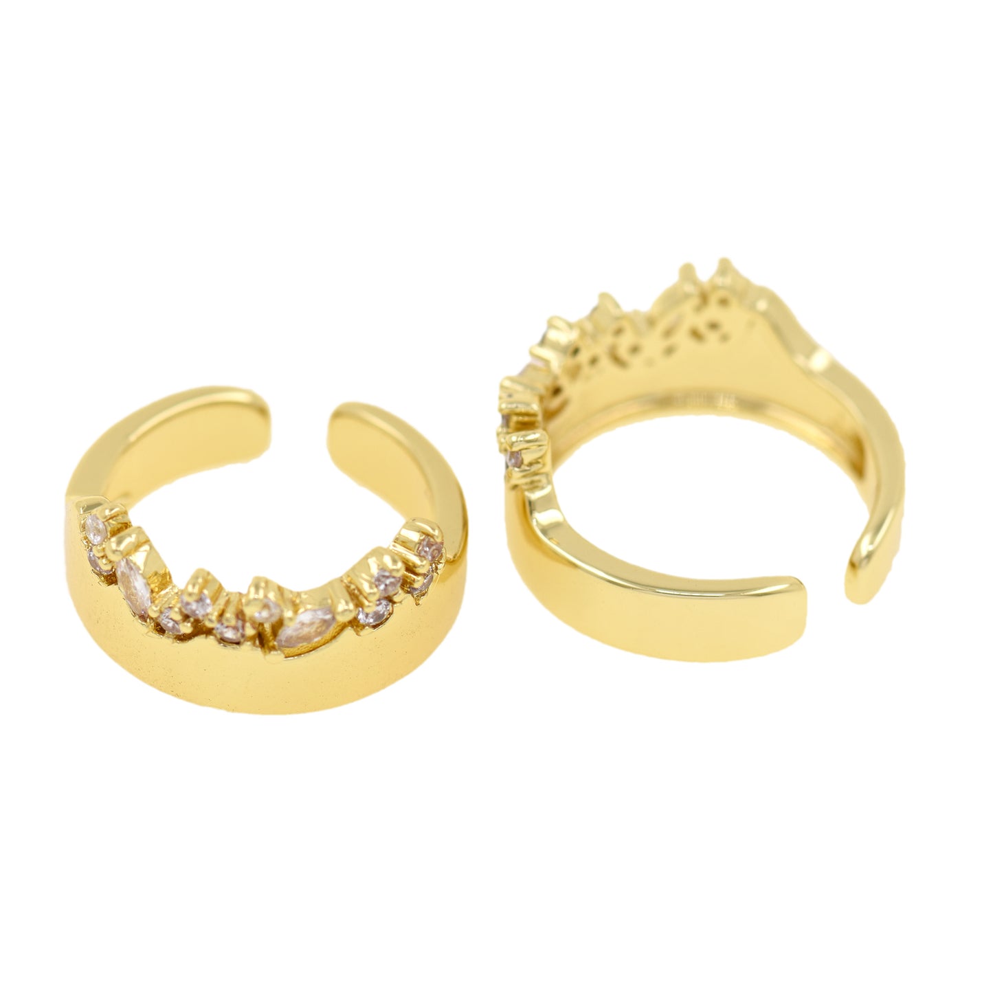 Dainty Zircon Rings,Cubic Zircon Plated Gold Ring 20.5x10mm