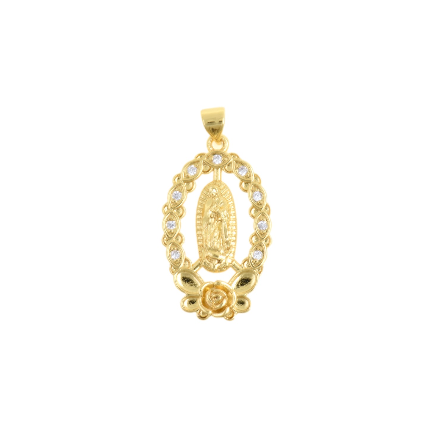 Elegant Virgin Mary Oval Pendant 28.5x18mm