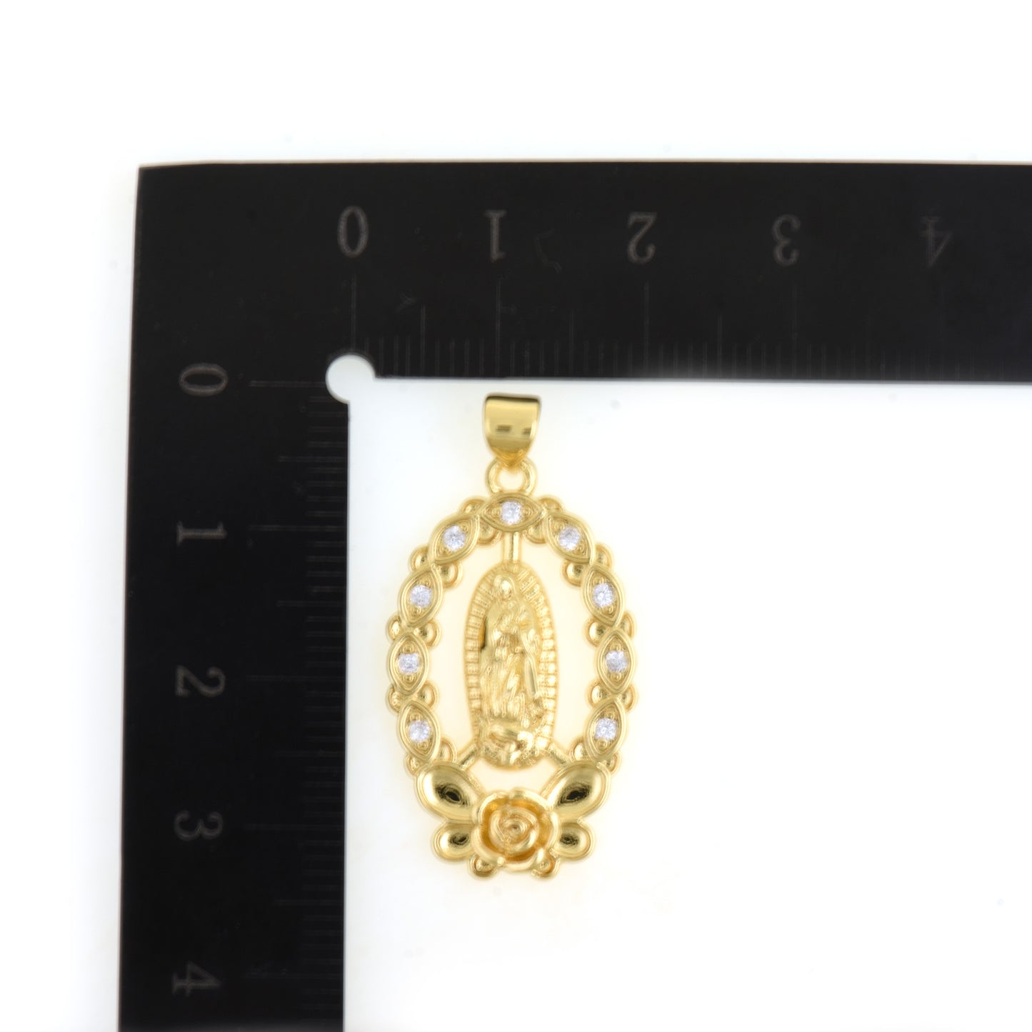Elegant Virgin Mary Oval Pendant 28.5x18mm