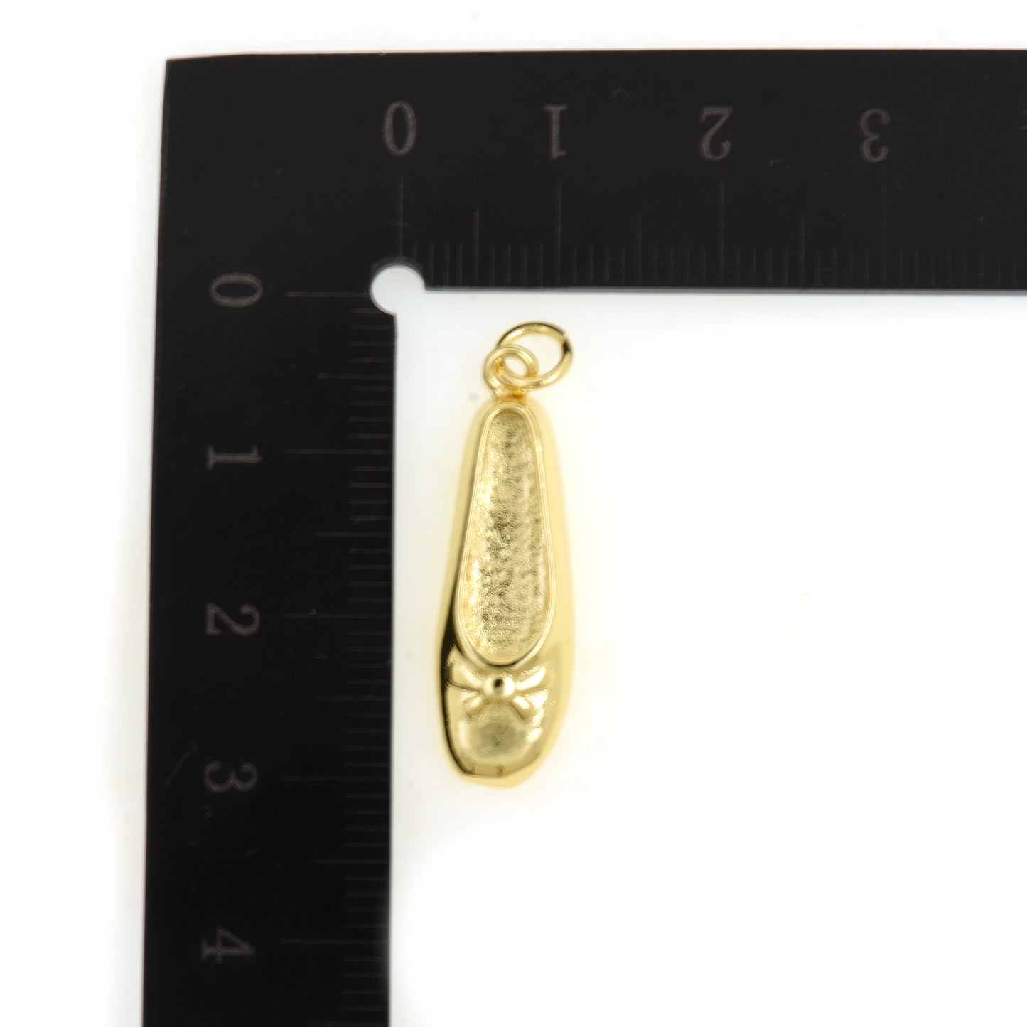 Graceful Gold Ballet Shoe Pendant 27.5x8.5mm