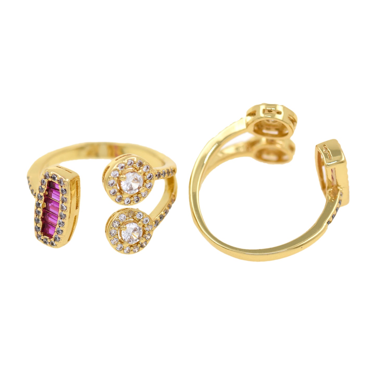 Exquisite Zircon Ring, 18K Gold Plated Ring 22x15mm