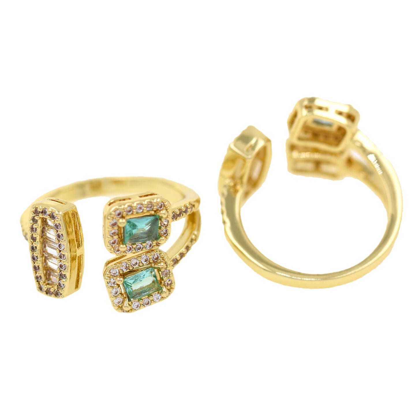 Exquisite Zircon Ring, 18K Gold Plated Ring 22x15mm