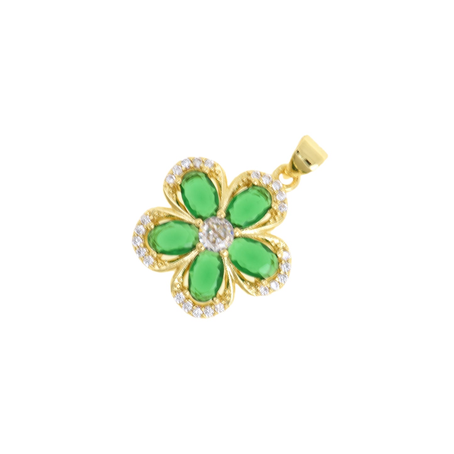 Charming Green Flower Pendant With Gold Frame 20.5x18.5mm