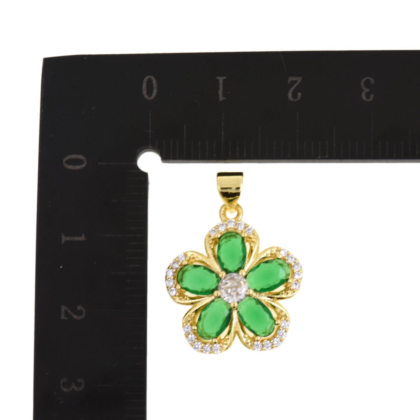 Charming Green Flower Pendant With Gold Frame 20.5x18.5mm