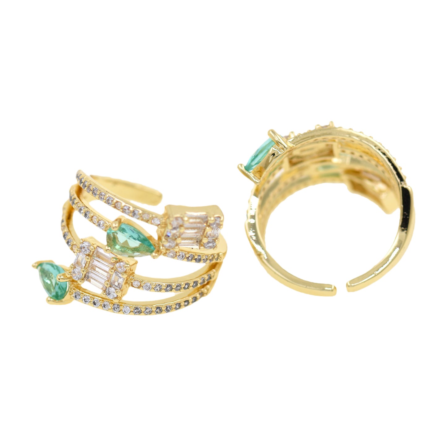 Microinlaid Zircon Rings, Irregular Multi Layer Stacking Rings 21x22.5mm