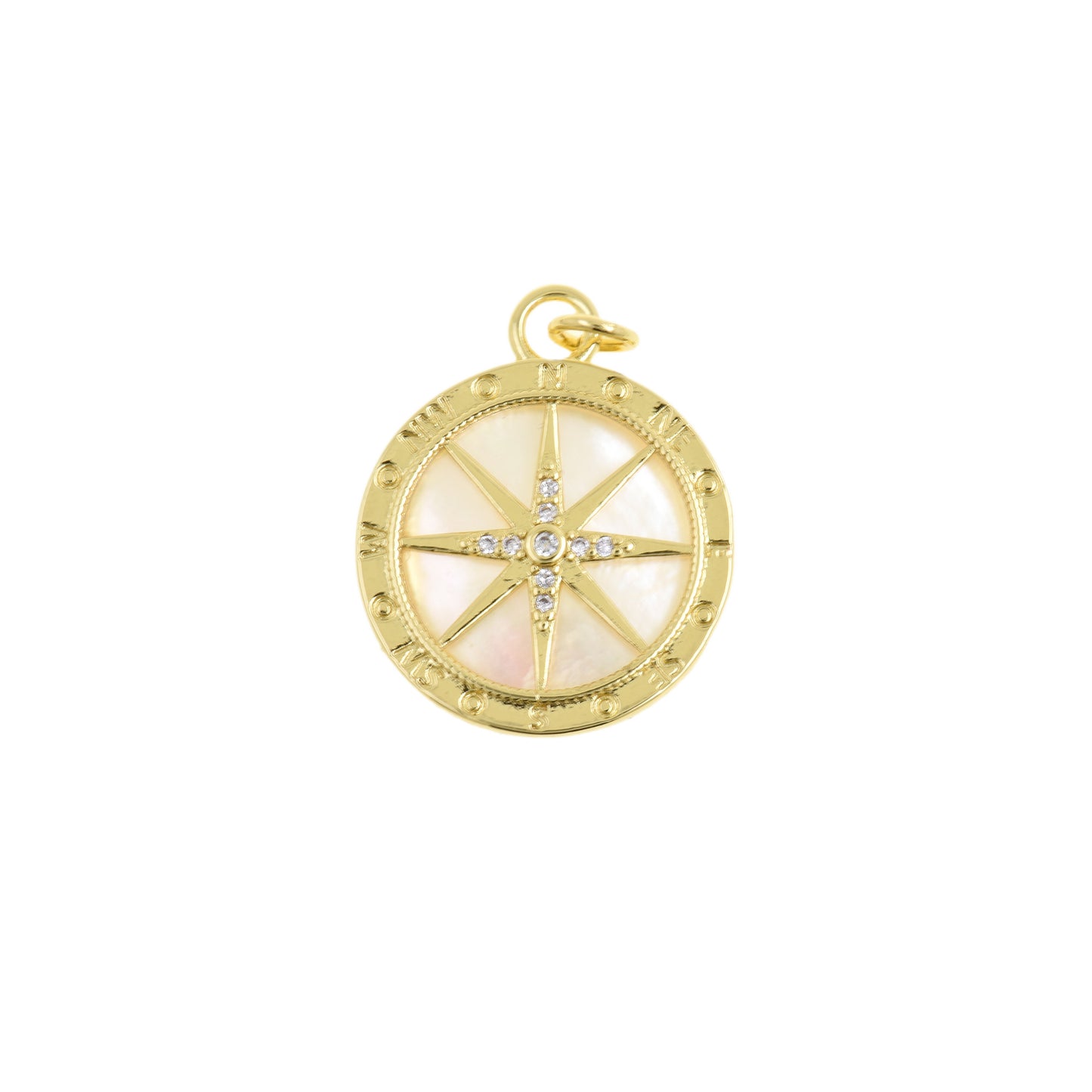 Elegant Compass Pendant With Mother Of Pearl Inlay 20mm