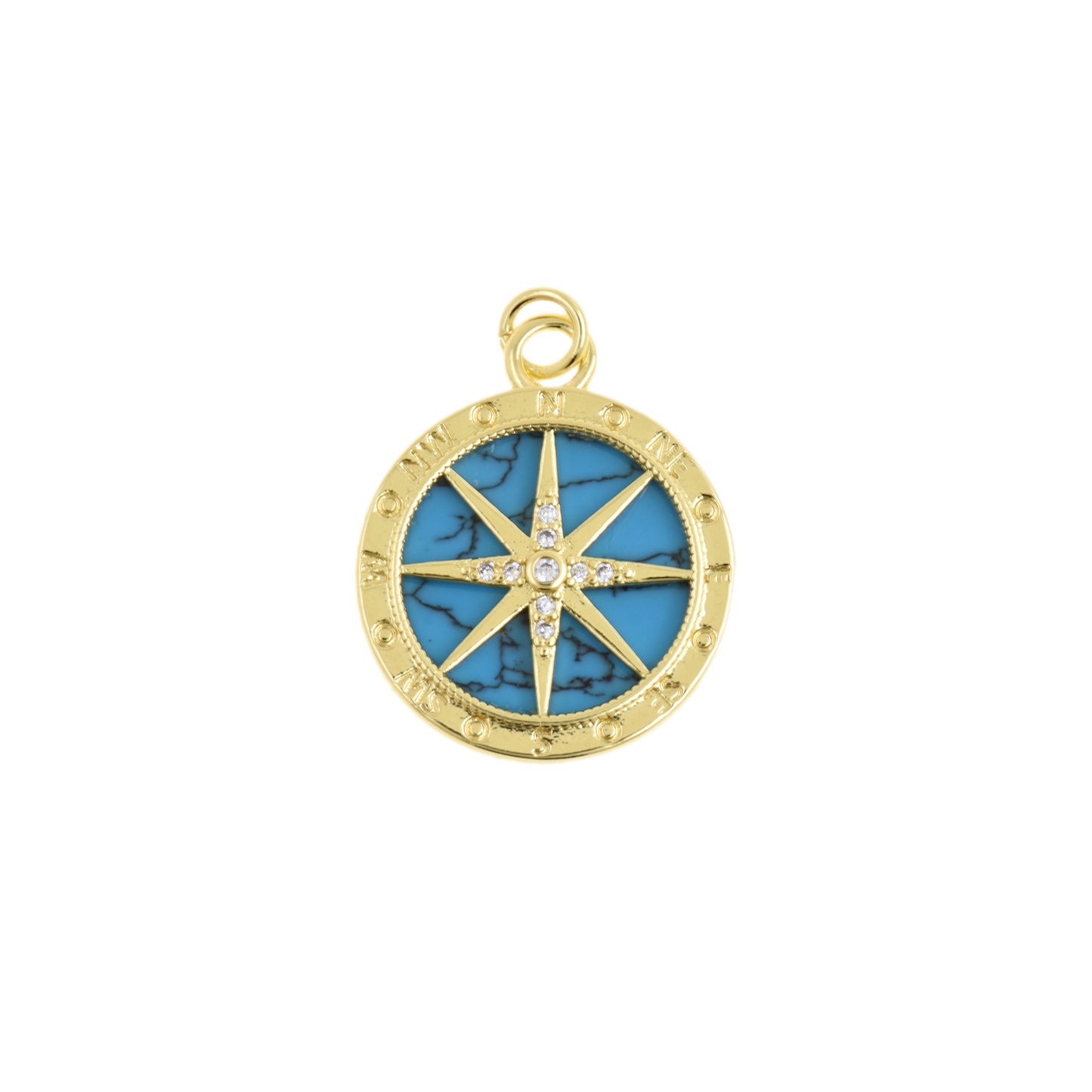 Elegant Compass Pendant With Mother Of Pearl Inlay 20mm