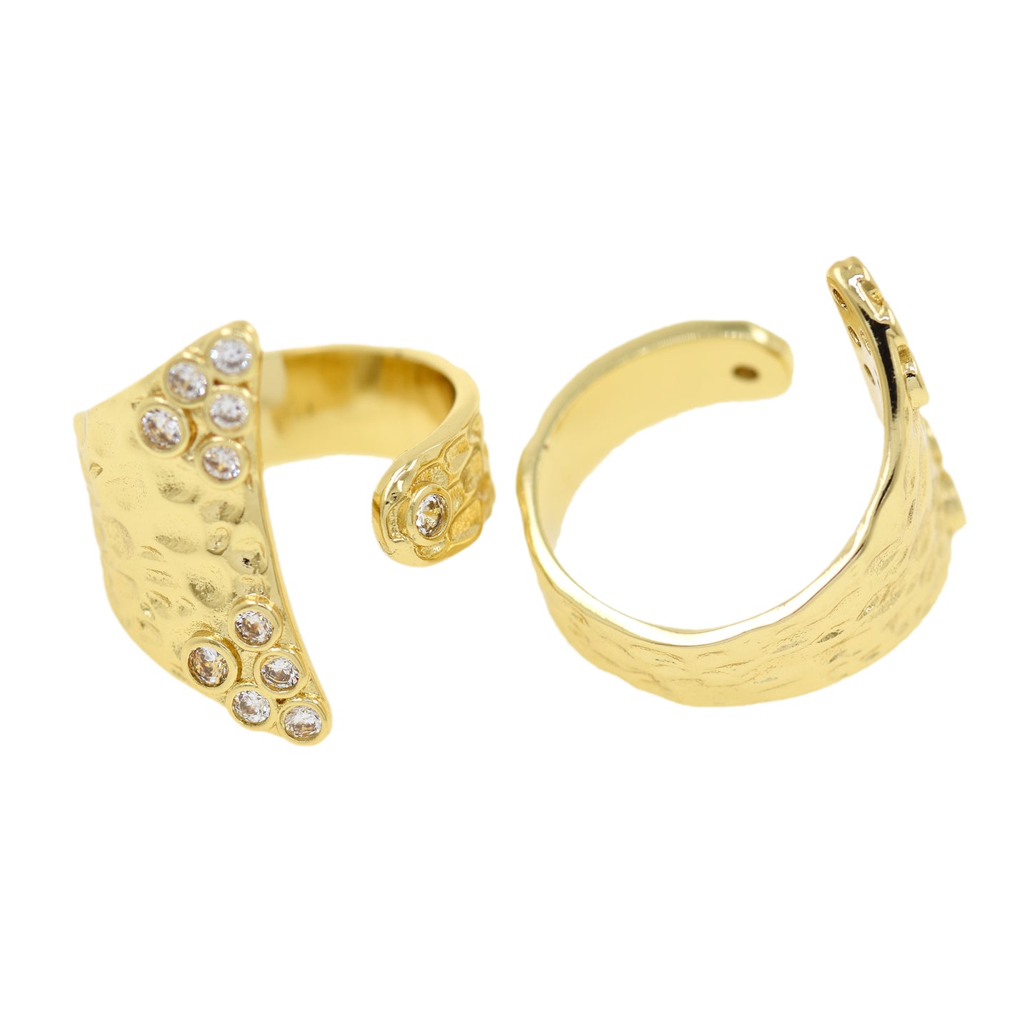 Lrregular Texture Ring,CZ Pave Rings 21.5x19mm