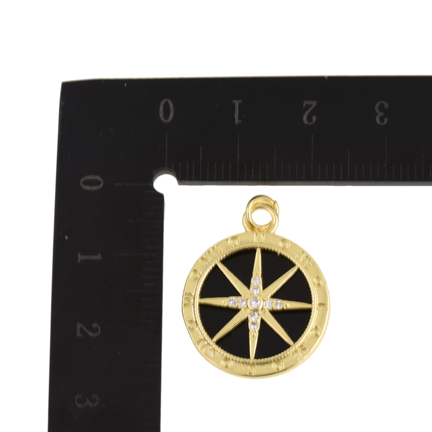 Elegant Compass Pendant With Mother Of Pearl Inlay 20mm