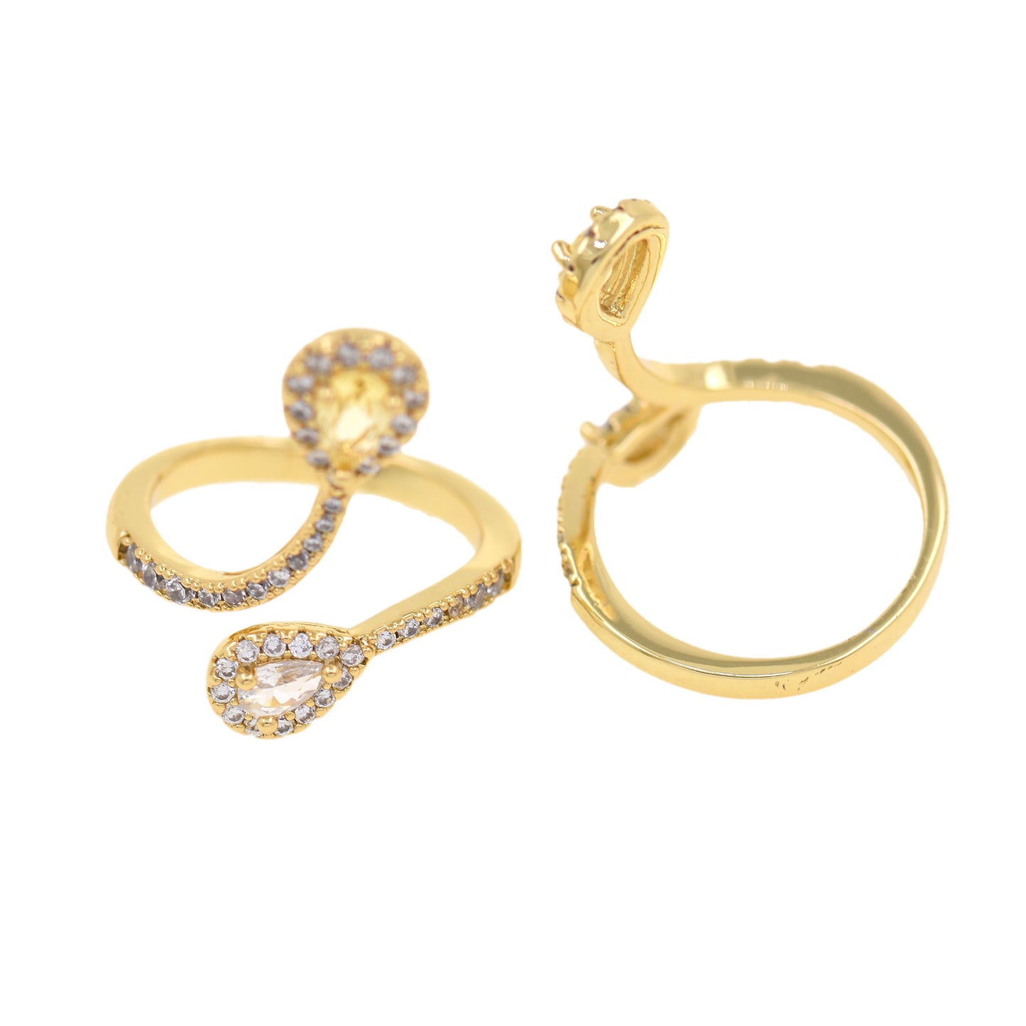 Teardrop Shaped Zircon Rings, Simple Lines 20.5x23mm