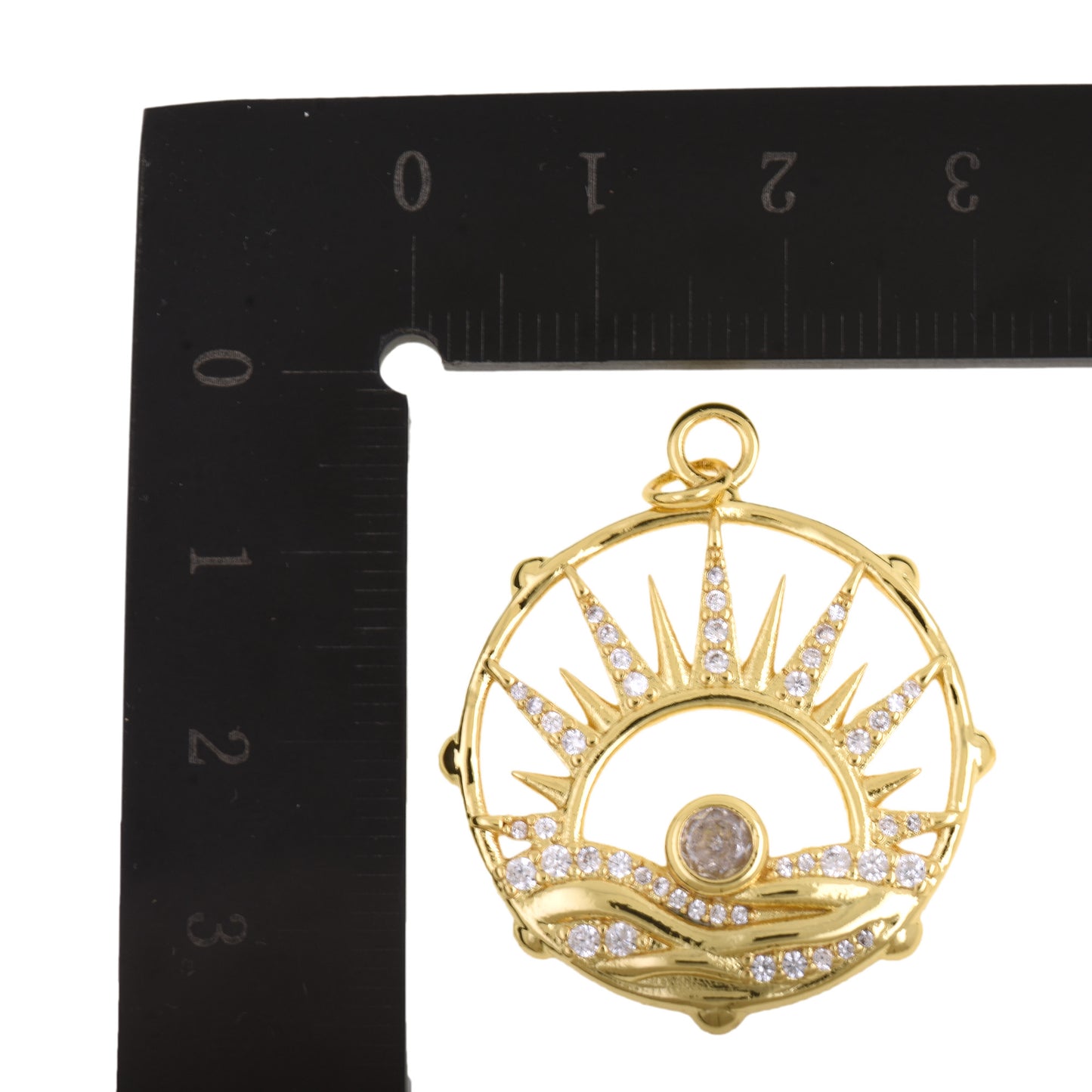 Radiant Sunrise Pendant With Gold Openwork Design 20mm