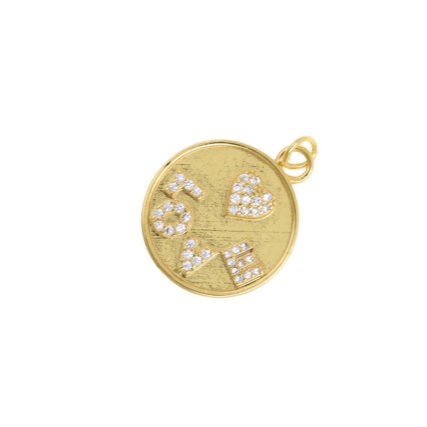 Gold LOVE Letter Pendant With CZ Inlay 20mm