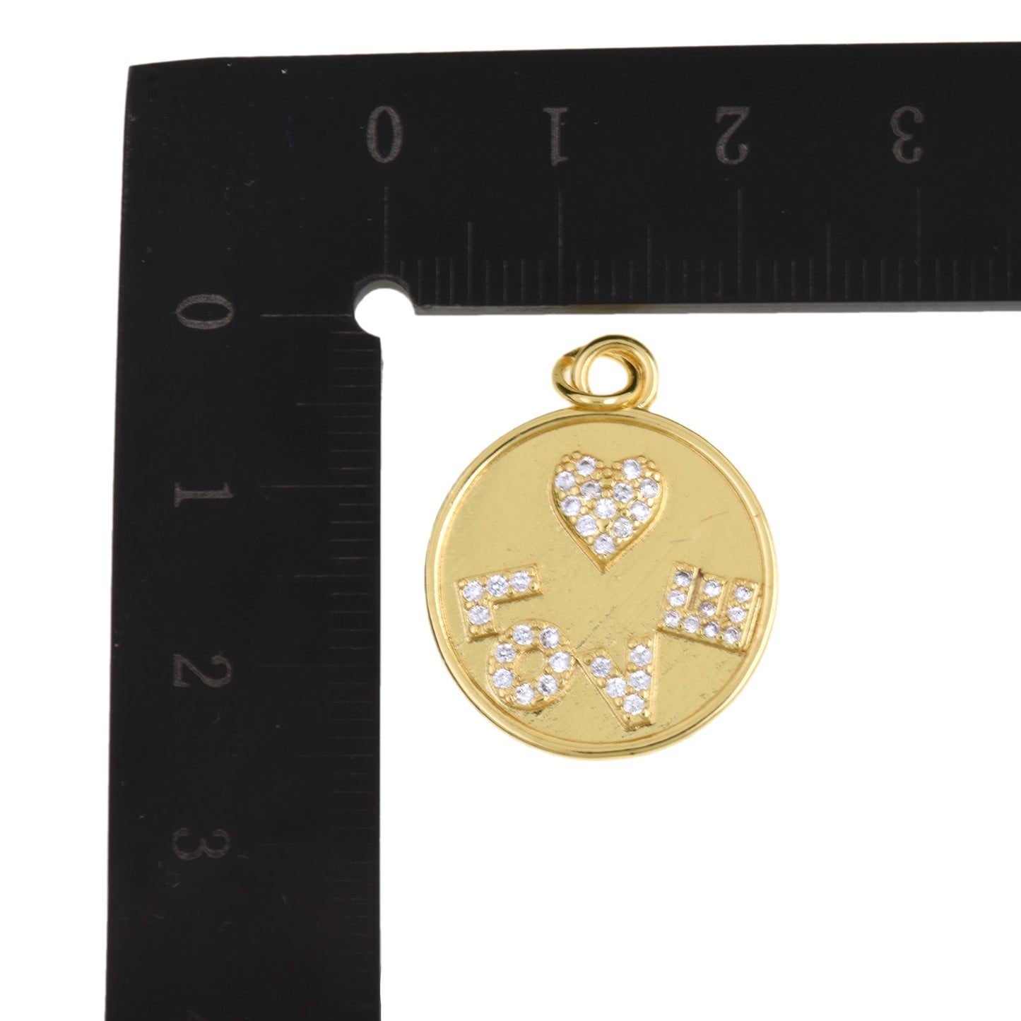 Gold LOVE Letter Pendant With CZ Inlay 20mm