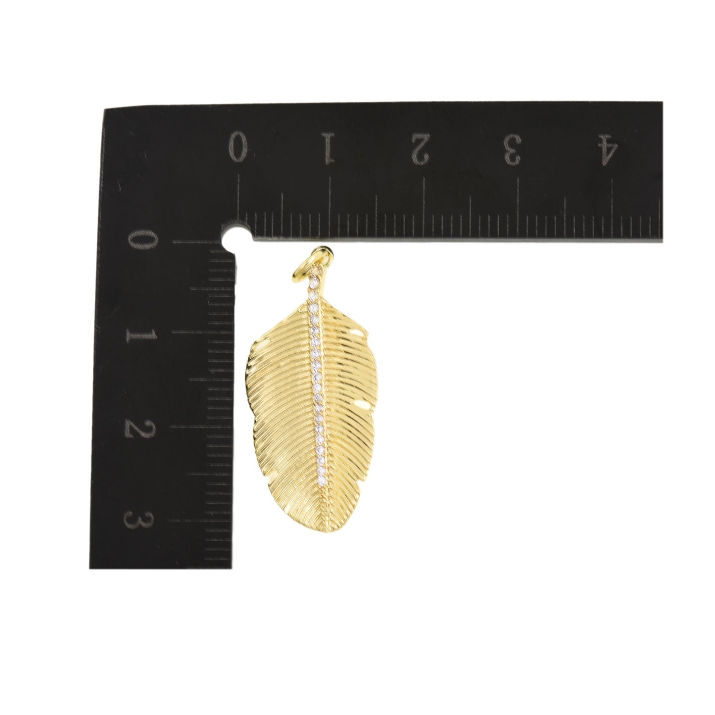 Luminous Gold-Plated Feather Pendant 15.2x30.8mm