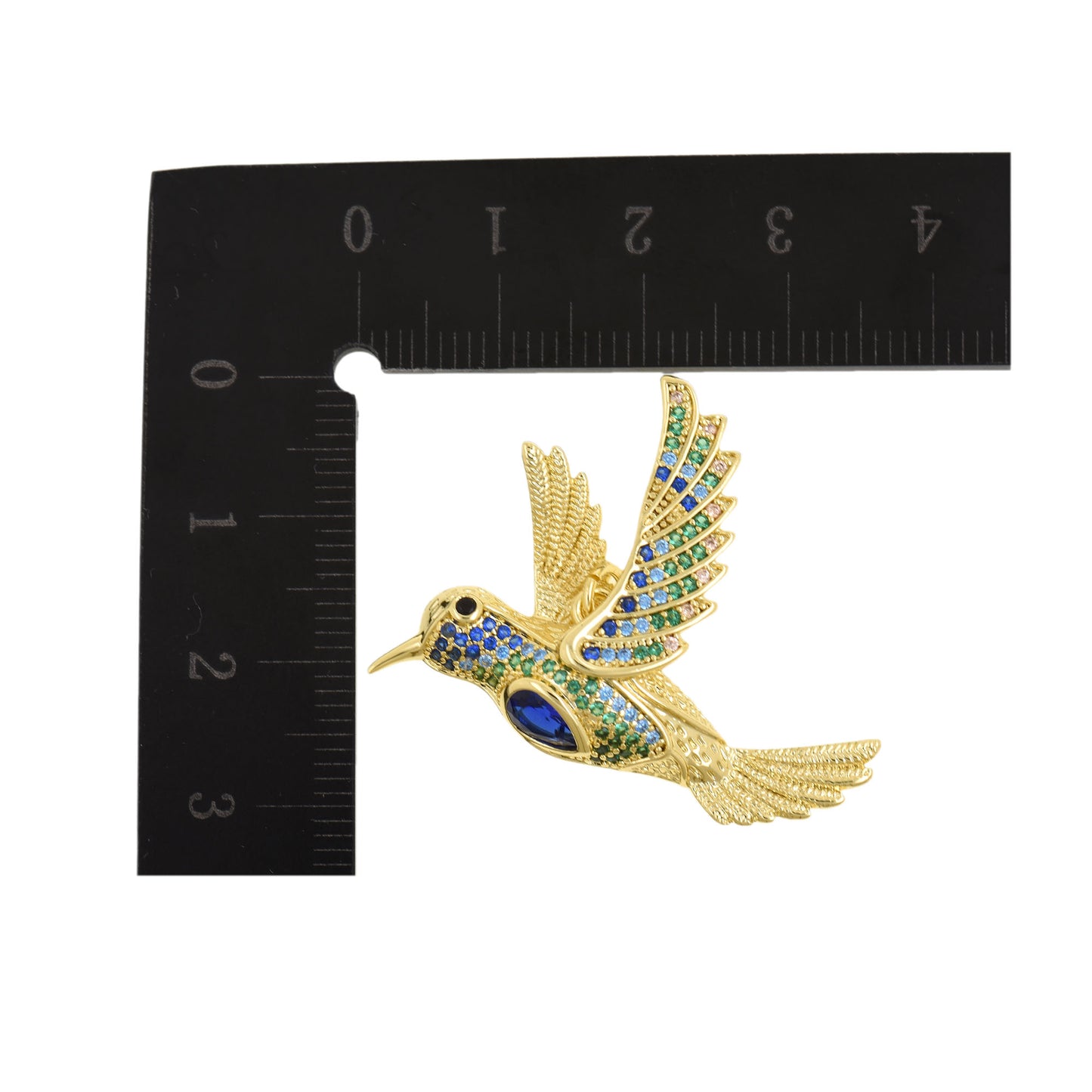 Vibrant Gold Hummingbird Pendant  27.3x32.8mm