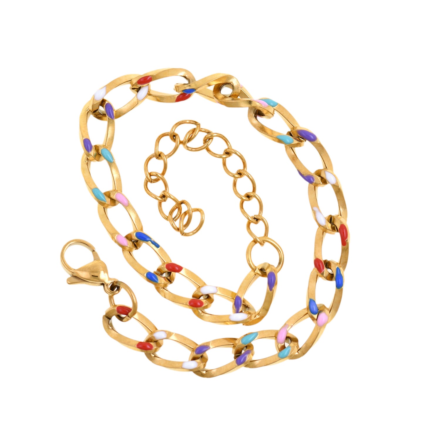 Colorful Gold-Plated Link Bracelet 6x24mm