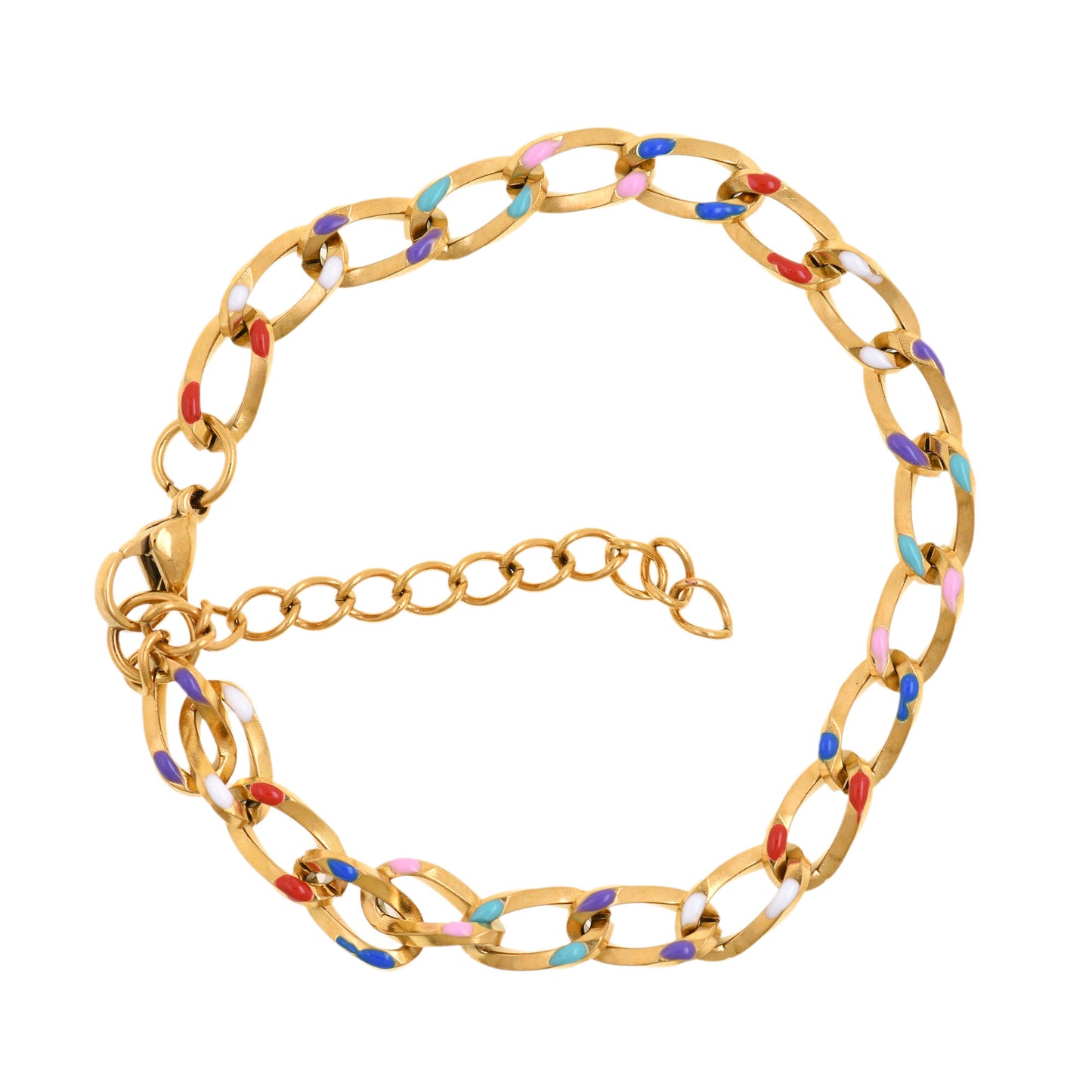 Colorful Gold-Plated Link Bracelet 6x24mm