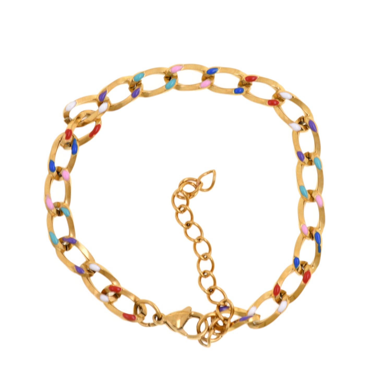 Colorful Gold-Plated Link Bracelet 6x24mm