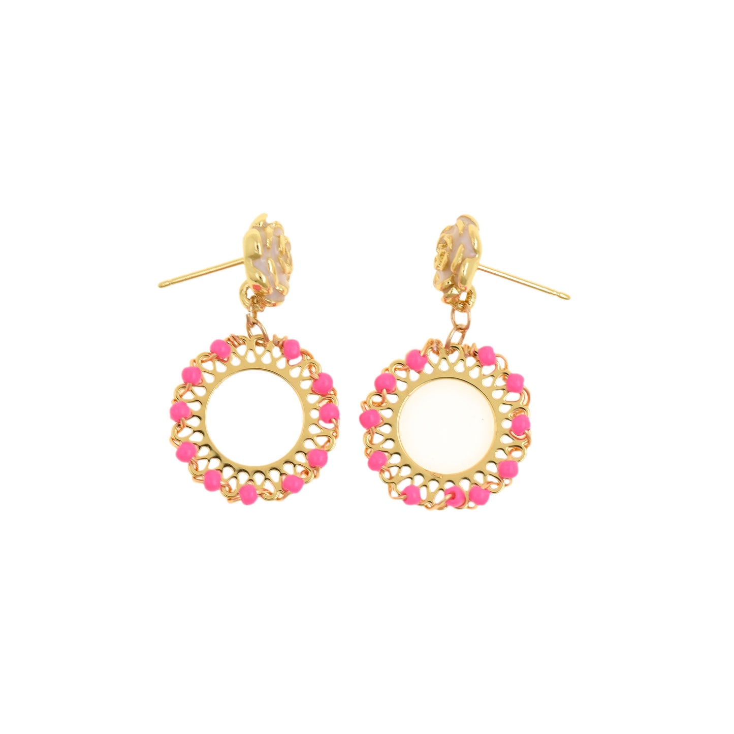 Radiant Gold-Plated Rose Stud Earrings 17.7x30.8mm