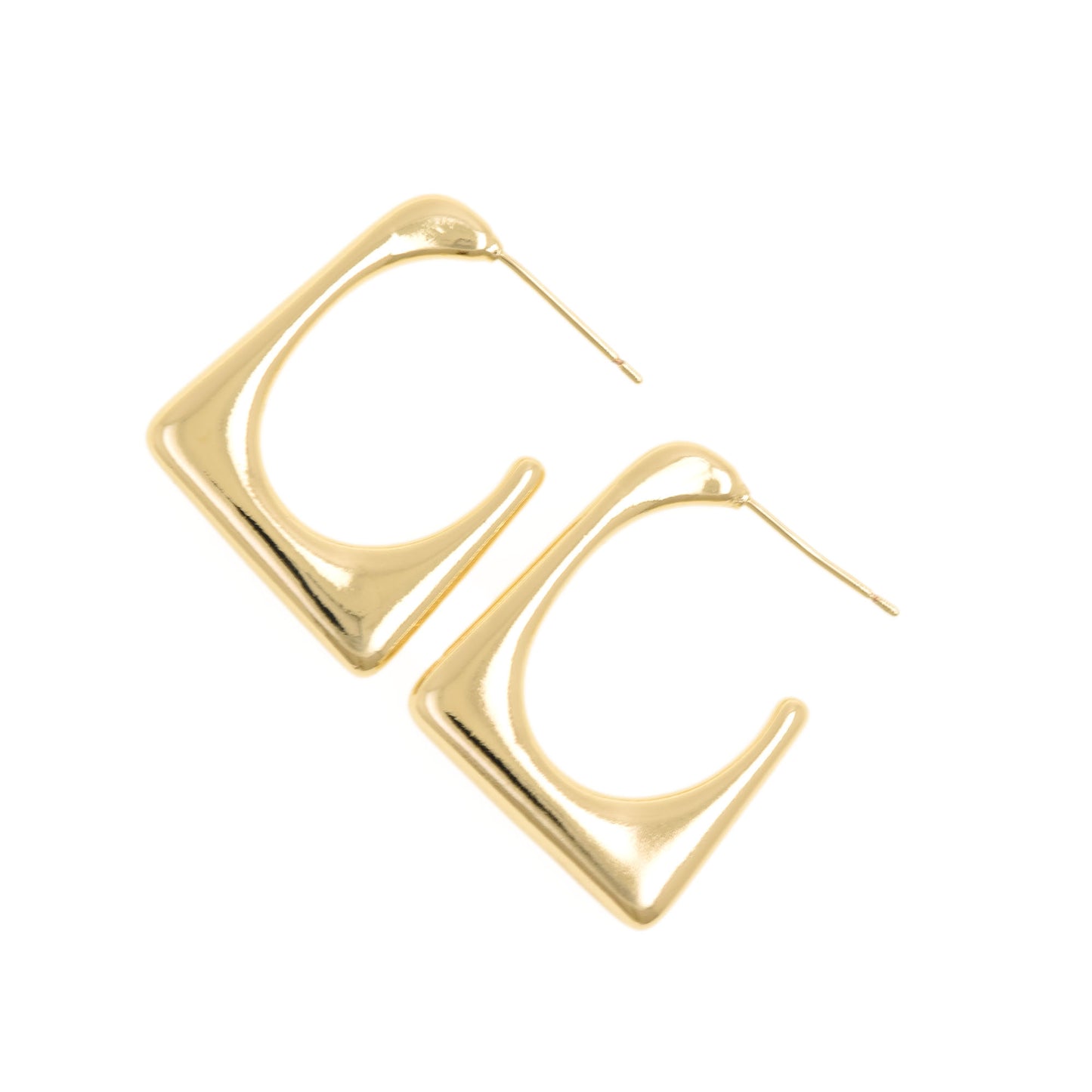 Sleek Gold Openwork Earrings 25.3x20.7mm