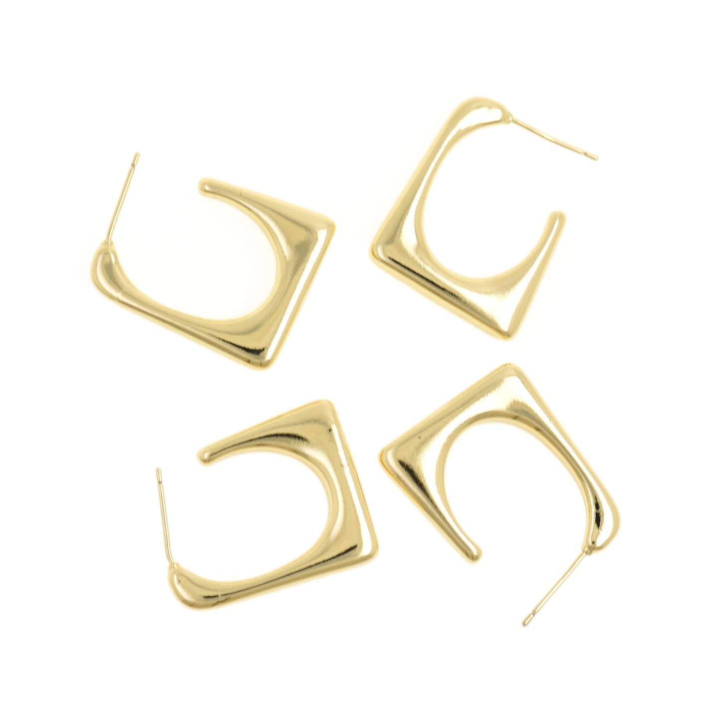 Sleek Gold Openwork Earrings 25.3x20.7mm