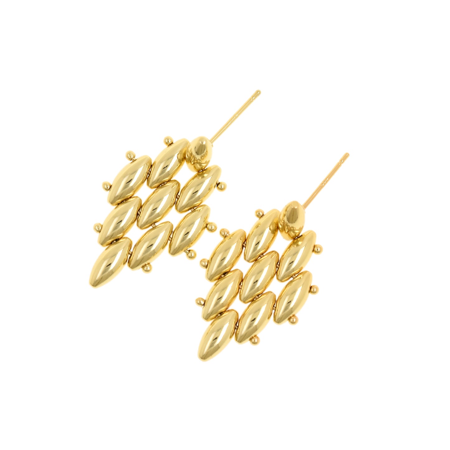 Radiant Gold Cluster Stud Earrings 30x17.1mm