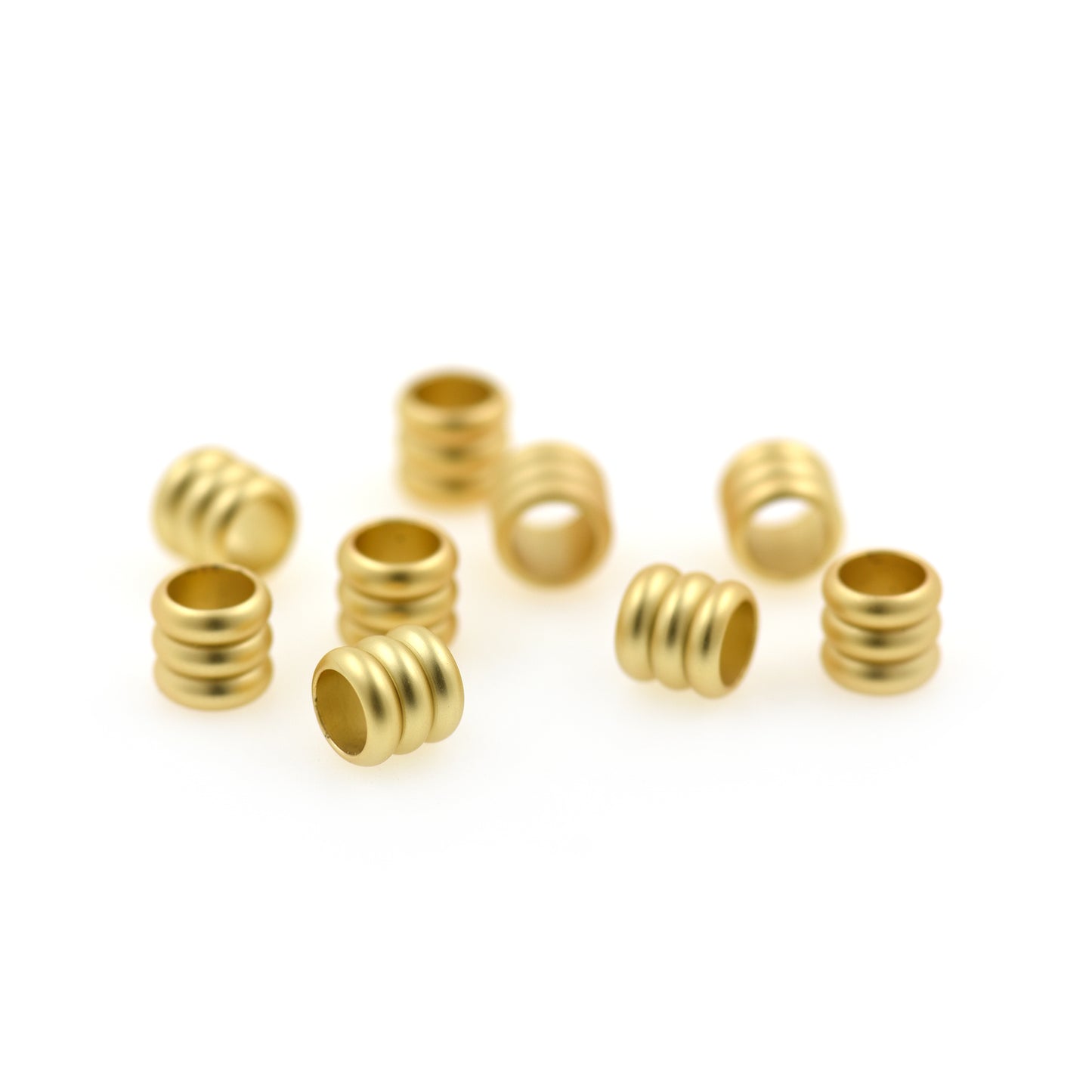 Matte Gold Rondelle Spacer Beads,Large Hole Tube Beads 6x6mm