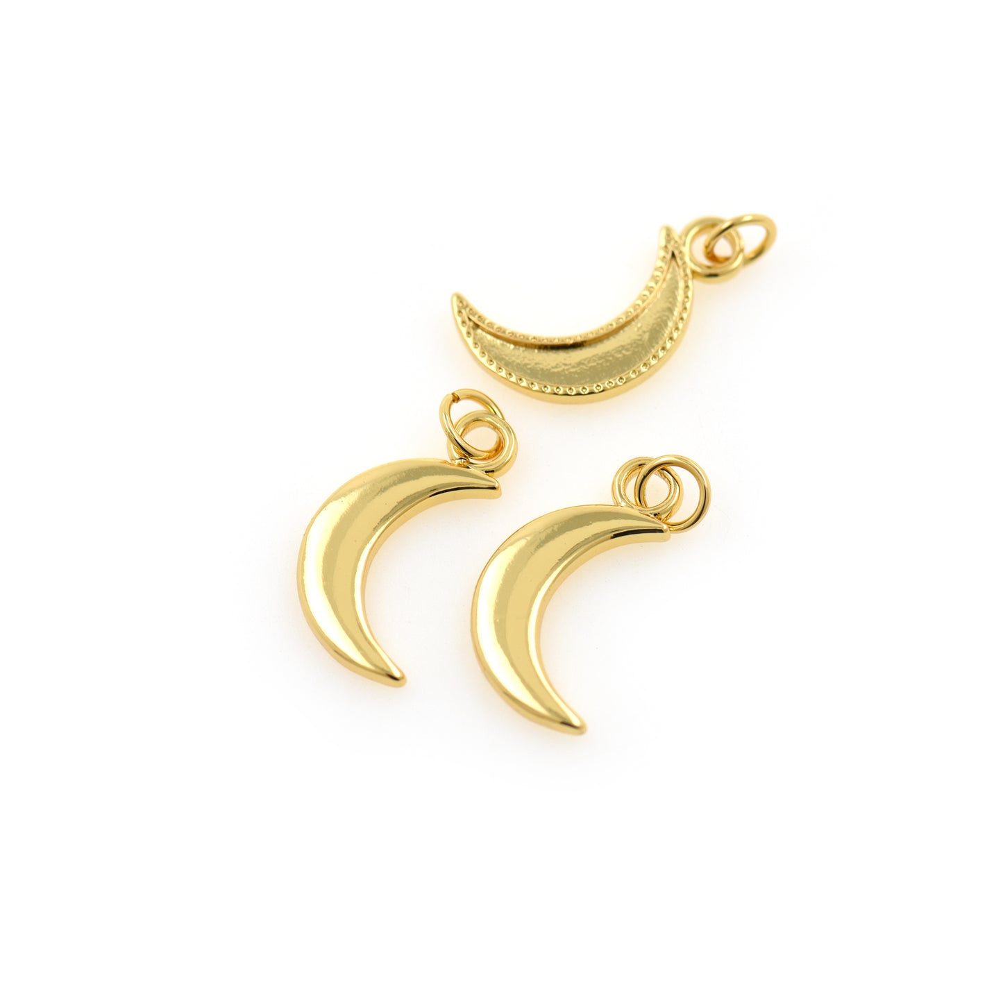 Shiny Gold Crescent Moon Pendant 10x20mm
