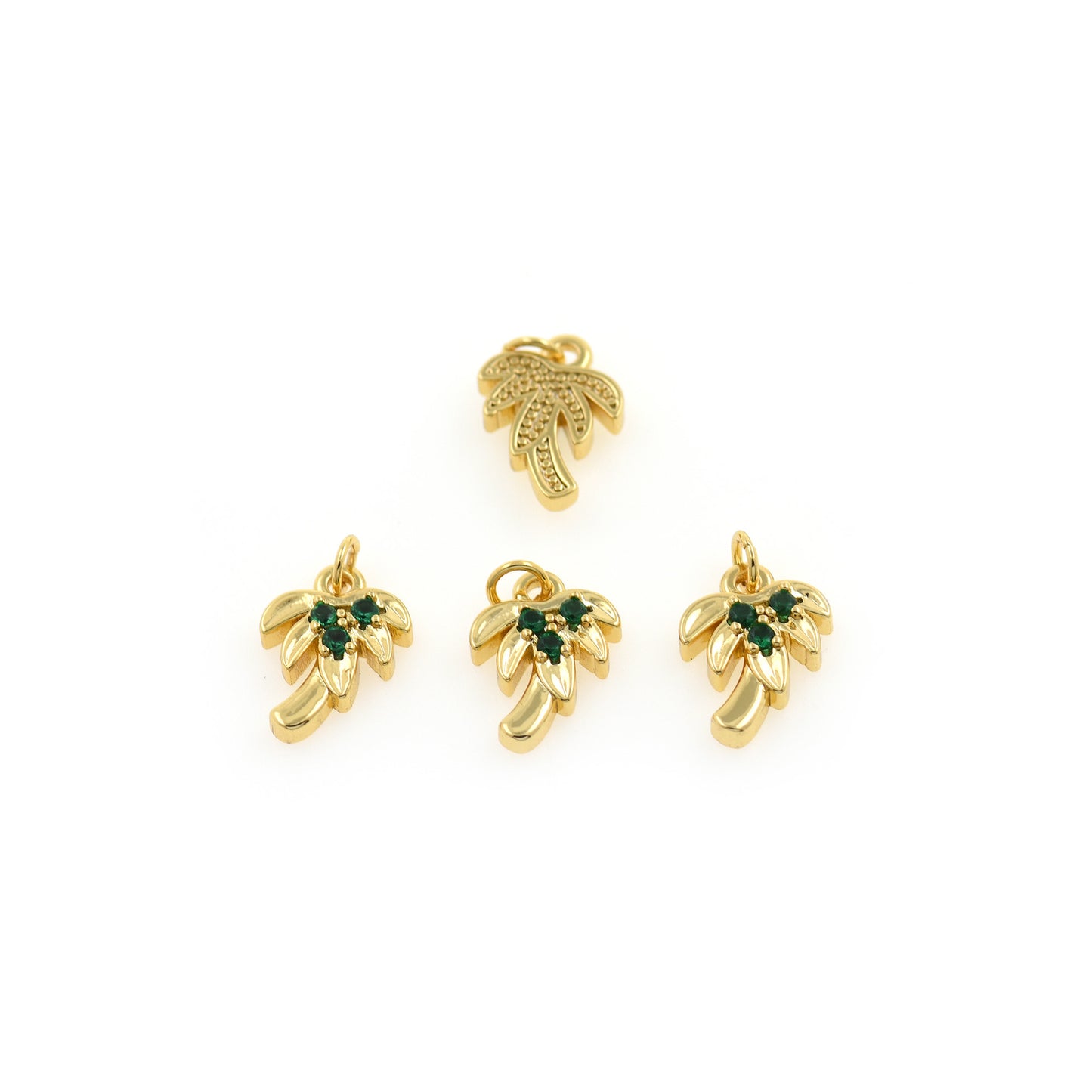 18K Gold Coconut Tree Charm,Mini Palm Tree Pendant 9.5x13mm