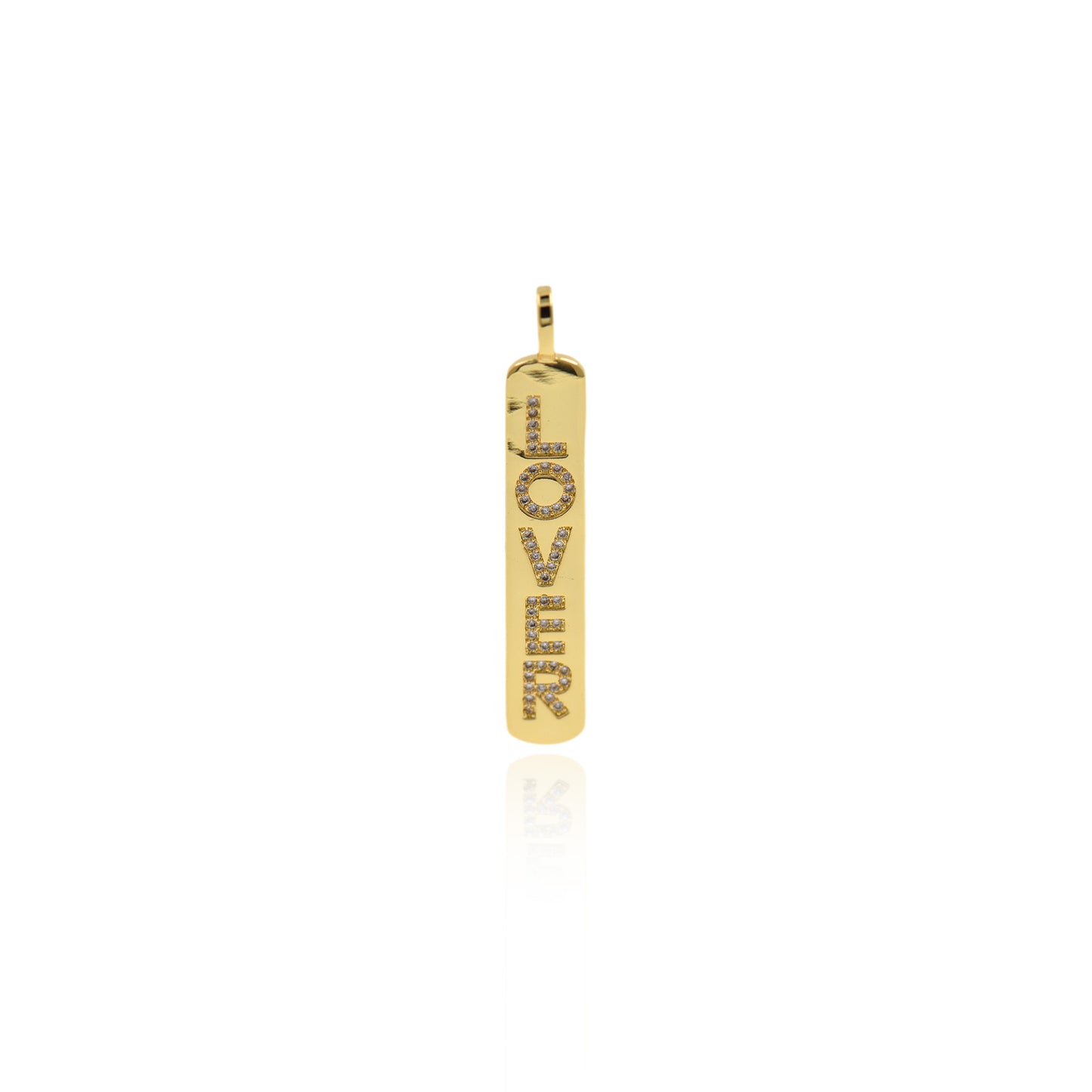 18K Gold Filled Love CZ Micro Pave Charm Pendant 8x51mm