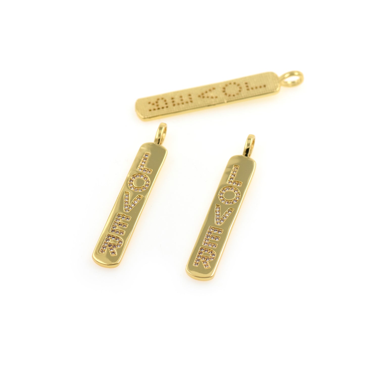 18K Gold Filled Love CZ Micro Pave Charm Pendant 8x51mm