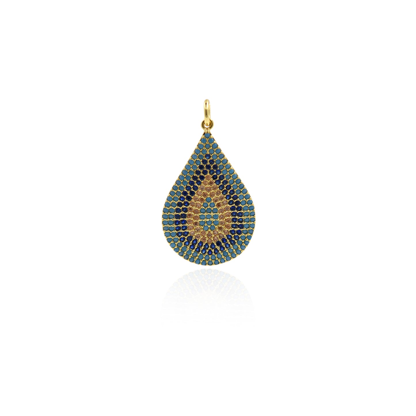 18K Gold Filled Drop Pendant, Micro-paved CZ Drop-Shaped Necklace 17x27mm